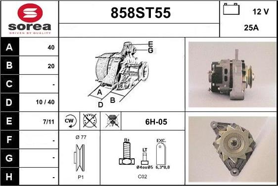 STARTCAR 858ST55 - Alternator autospares.lv