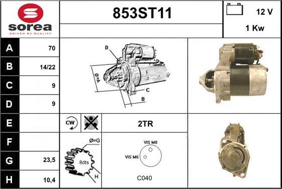 STARTCAR 853ST11 - Starter autospares.lv