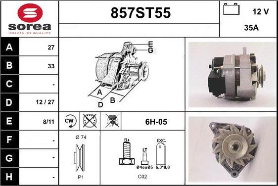 STARTCAR 857ST55 - Alternator autospares.lv