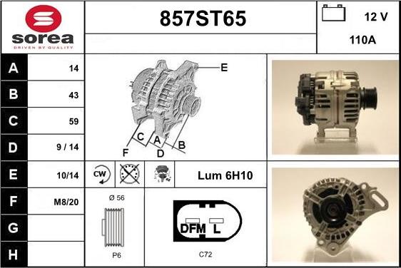 STARTCAR 857ST65 - Alternator autospares.lv