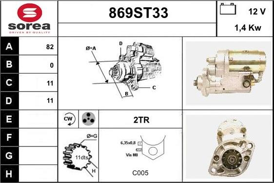 STARTCAR 869ST33 - Starter autospares.lv