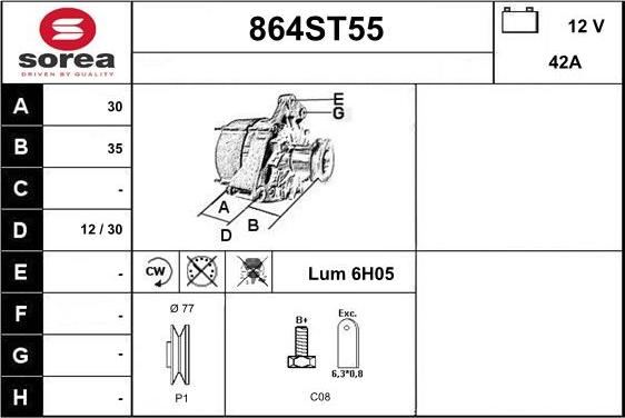 STARTCAR 864ST55 - Alternator autospares.lv