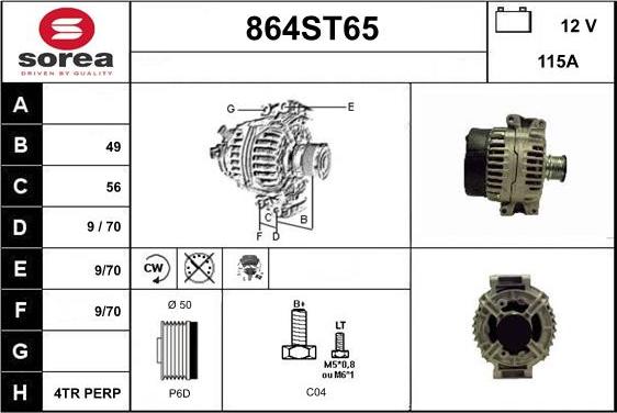 STARTCAR 864ST65 - Alternator autospares.lv