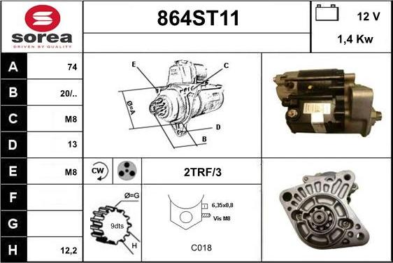 STARTCAR 864ST11 - Starter autospares.lv