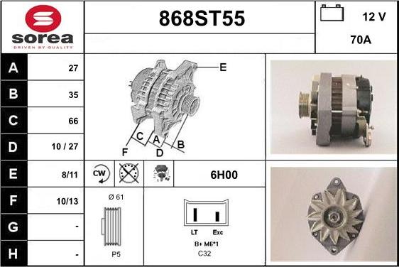 STARTCAR 868ST55 - Alternator autospares.lv