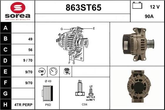 STARTCAR 863ST65 - Alternator autospares.lv