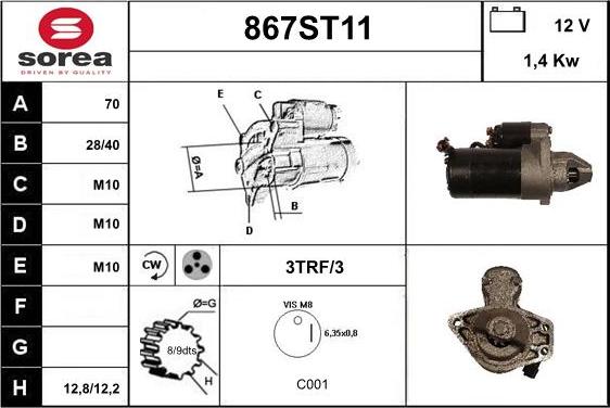 STARTCAR 867ST11 - Starter autospares.lv