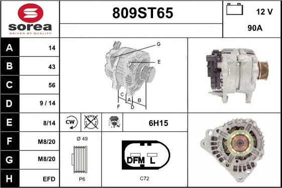 STARTCAR 809ST65 - Alternator autospares.lv