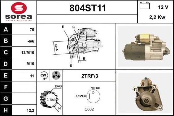 STARTCAR 804ST11 - Starter autospares.lv