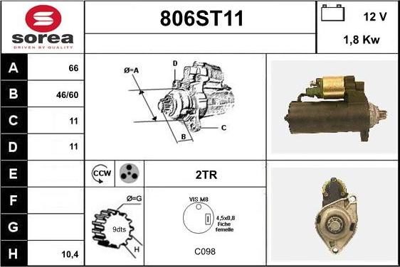 STARTCAR 806ST11 - Starter autospares.lv