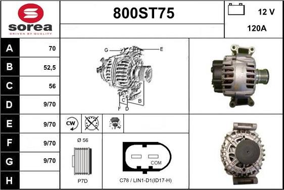 STARTCAR 800ST75 - Alternator autospares.lv
