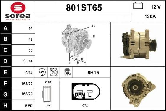 STARTCAR 801ST65 - Alternator autospares.lv