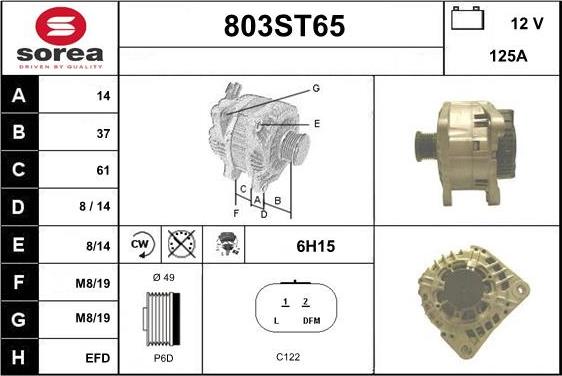 STARTCAR 803ST65 - Alternator autospares.lv