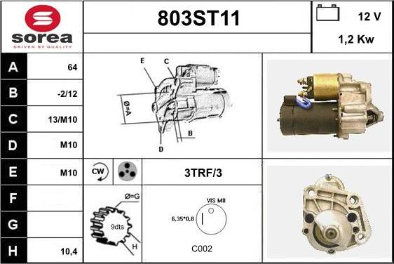 STARTCAR 803ST11 - Starter autospares.lv