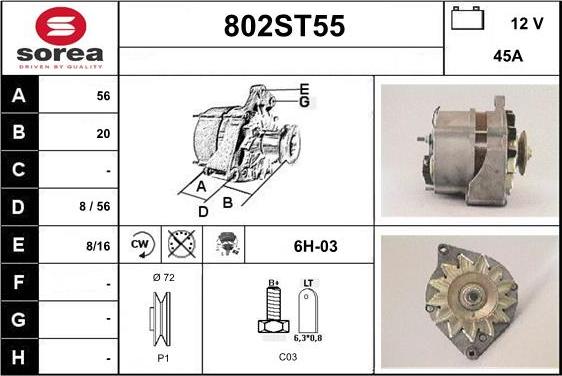 STARTCAR 802ST55 - Alternator autospares.lv
