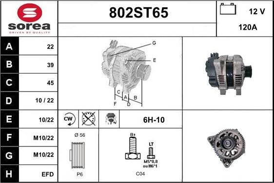 STARTCAR 802ST65 - Alternator autospares.lv