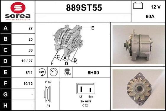 STARTCAR 889ST55 - Alternator autospares.lv