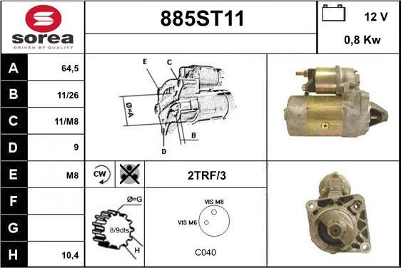 STARTCAR 885ST11 - Starter autospares.lv