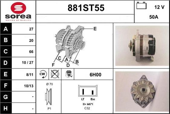 STARTCAR 881ST55 - Alternator autospares.lv