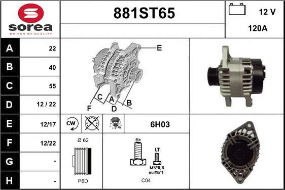 STARTCAR 881ST65 - Alternator autospares.lv