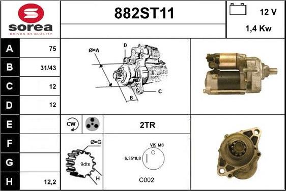 STARTCAR 882ST11 - Starter autospares.lv