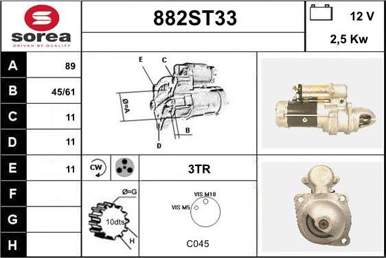 STARTCAR 882ST33 - Starter autospares.lv