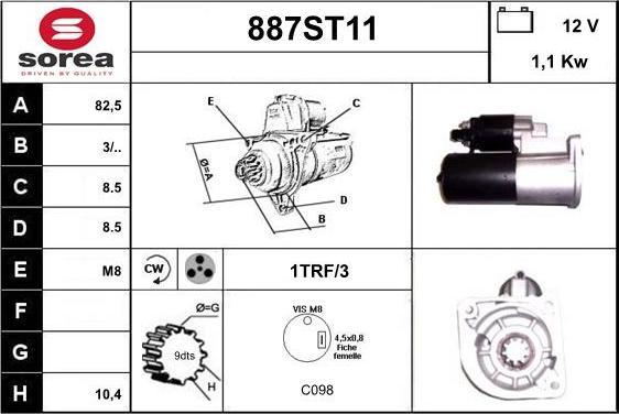 STARTCAR 887ST11 - Starter autospares.lv