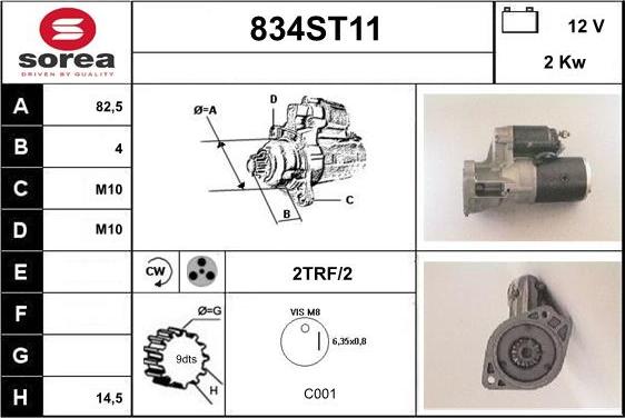 STARTCAR 834ST11 - Starter autospares.lv