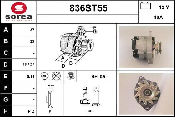 STARTCAR 836ST55 - Alternator autospares.lv
