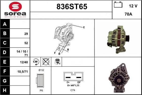 STARTCAR 836ST65 - Alternator autospares.lv