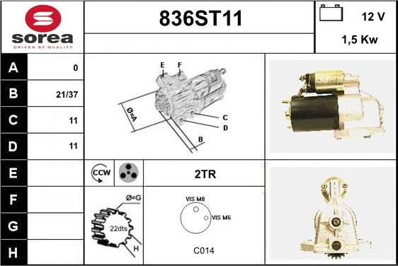 STARTCAR 836ST11 - Starter autospares.lv