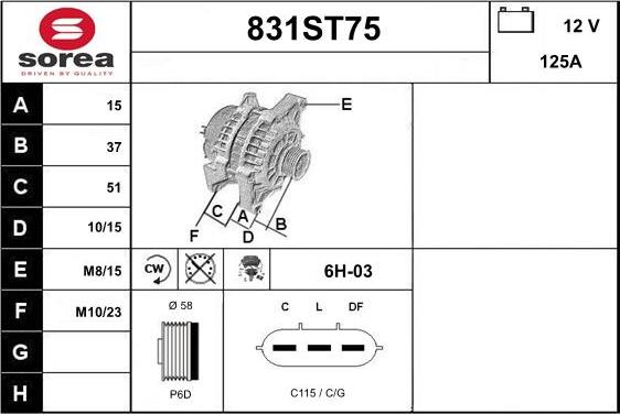 STARTCAR 831ST75 - Alternator autospares.lv