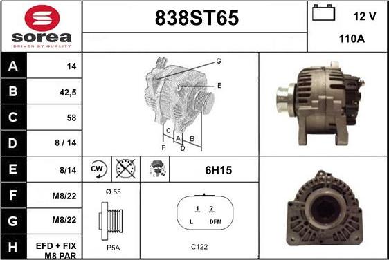 STARTCAR 838ST65 - Alternator autospares.lv