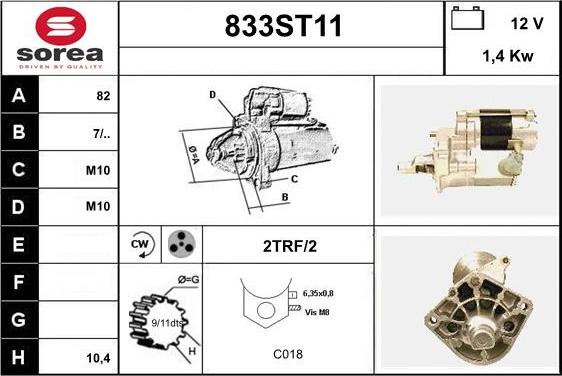 STARTCAR 833ST11 - Starter autospares.lv