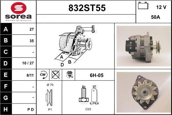 STARTCAR 832ST55 - Alternator autospares.lv