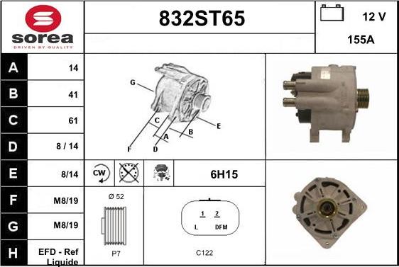 STARTCAR 832ST65 - Alternator autospares.lv