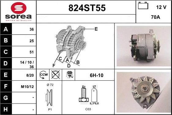 STARTCAR 824ST55 - Alternator autospares.lv