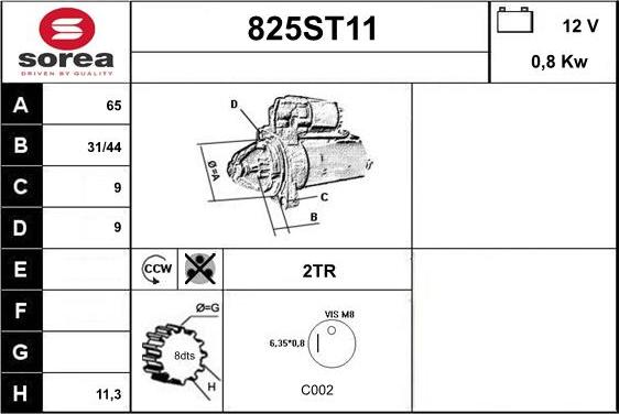 STARTCAR 825ST11 - Starter autospares.lv