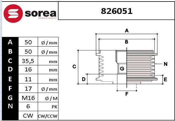 STARTCAR 826051 - Pulley, alternator, freewheel clutch autospares.lv