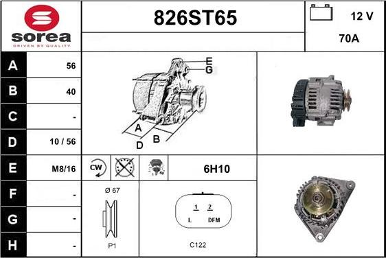 STARTCAR 826ST65 - Alternator autospares.lv