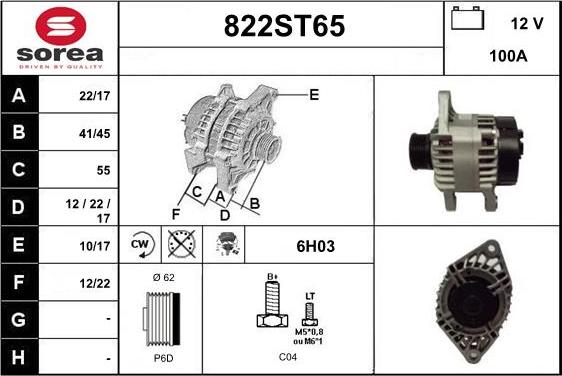 STARTCAR 822ST65 - Alternator autospares.lv