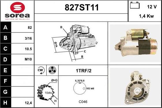 STARTCAR 827ST11 - Starter autospares.lv