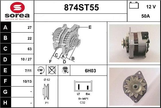 STARTCAR 874ST55 - Alternator autospares.lv