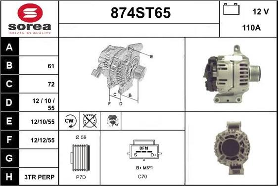 STARTCAR 874ST65 - Alternator autospares.lv