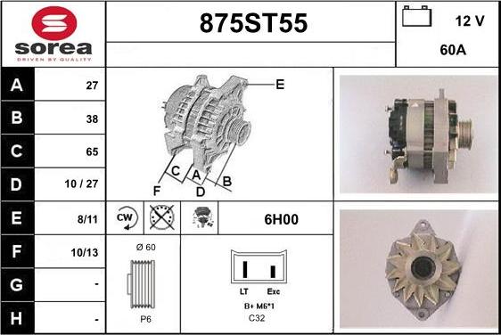 STARTCAR 875ST55 - Alternator autospares.lv