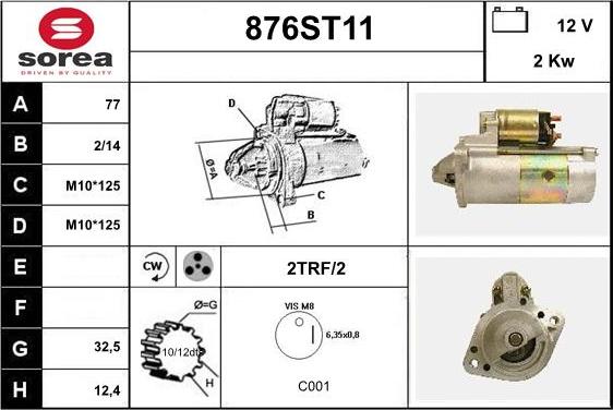 STARTCAR 876ST11 - Starter autospares.lv