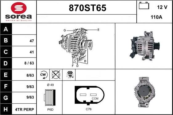 STARTCAR 870ST65 - Alternator autospares.lv