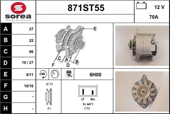 STARTCAR 871ST55 - Alternator autospares.lv