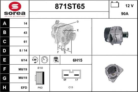 STARTCAR 871ST65 - Alternator autospares.lv