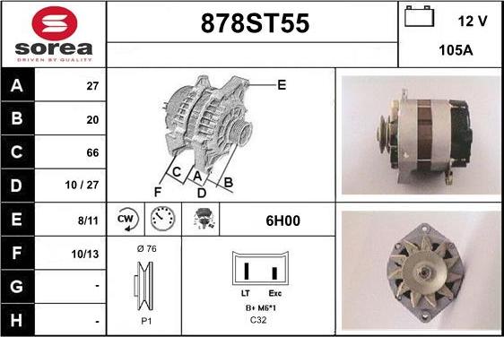 STARTCAR 878ST55 - Alternator autospares.lv